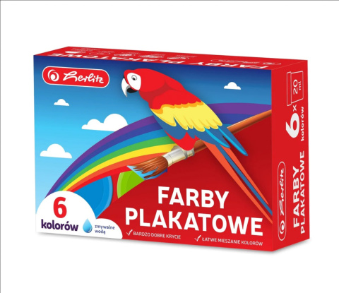 FARBY PLAKATOWE 6 kol. 20 ml. , HERLITZ