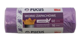 WOREK NA ŚMIECI ZAPACHOWY LAWENDA LDPE 60 L. 16 szt. , PUCUŚ DOMEX