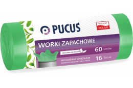 WOREK NA ŚMIECI ZAPACHOWY ZIELONA HERBATA LDPE 60 L. 16 szt. , PUCUŚ DOMEX