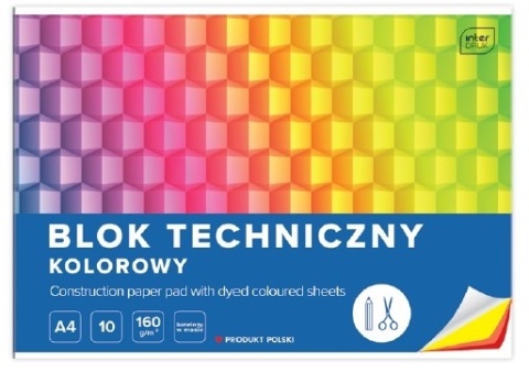 I.BLOK TECHNICZNY A4 10 KOLOR BARWIONY W MASIE