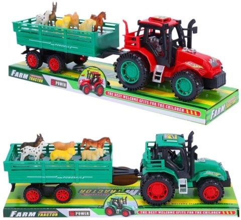 -673604 TRAKTOR Z PRZYCZEPĄ I ZWIERZĘTAMI