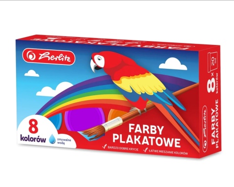 HERLITZ-560411 FARBY PLAKATOWE 8 kol. 20 ml.