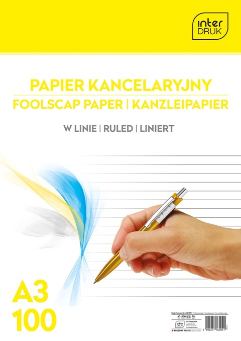 I.PAPIER KANCELARYJNY A3 100 KARTEK =