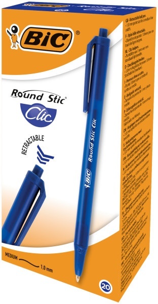 BIC-DŁUGOPIS ROUND STICK CLIC NIEBIESKI a'20