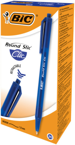 DŁUGOPIS AUTOMATYCZNY ROUND STICK CLIC NIEBIESKI PSTRYKANY , BIC