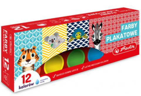 FARBY PLAKATOWE 12 kol. 20 ml. SERIA CUTE SZKOLNE , HERLITZ