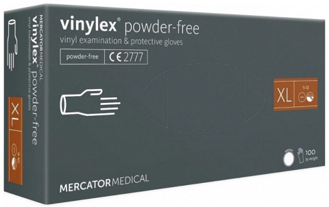 RĘKAWICE WINYLOWE XL VINYLEX BEZPUDROWE PF KOMPLET 100 szt. , MERCATOR