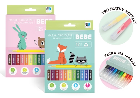I.MAZAKI TRÓJKĄTNE 12 KOL. KIDS PASTEL BBI