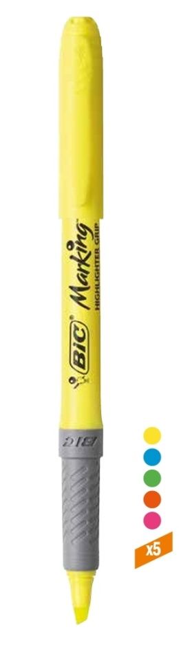 BIC-ZAKREŚLACZ BR. L. GRIP ŻÓŁTY
