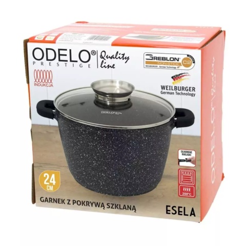 GARNEK GREBLON OKRĄGŁY WYSOKI 24 cm 5,5 L STOCKPOT ESELA OD1985 , ODELO