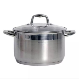 GARNEK STALOWY Z POKRYWĄ 24 x 14,5 cm 6,5 L VELIO , ODELO