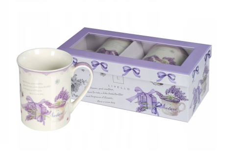 KOMPLET 2 SZTUK KUBKÓW PORCELANOWYCH 350 ml LAWENDA LAVENDA , LIVELLO