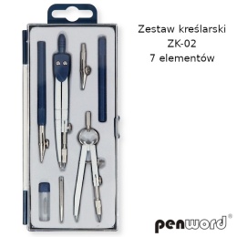 KOMPLET ZESTAW KREŚLARSKI 7 ELEMENTOWY ZK-02 , PENWORD