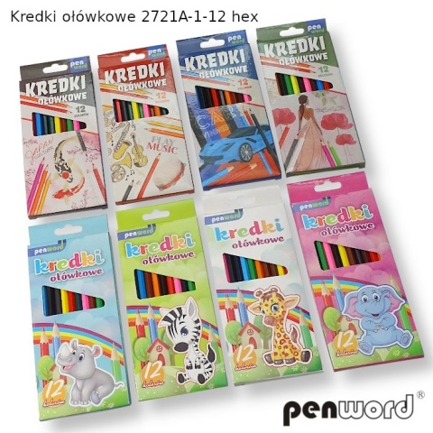 KREDKI OŁÓWKOWE 12 KOLORÓW HEX 2721A-1-12 , PENWORD