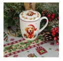 KUBEK ŚWIĄTECZNY DO KAWY HERBATY PORCELANOWY ZAPARZACZ 350 ML PIES , LIVELLO