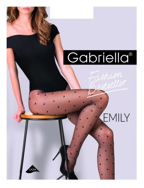 RAJSTOPY WZOROWANE EMILY SERDUSZKA 20 den 4 NERO CODE 495 , GABRIELLA
