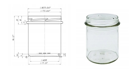 SŁOIKI 350 ml / 0,35 L PROSTY SZKLANY NA ZAKRĘTKĘ FI 82 6 ZACZEPÓW KOMPLET 8 SZTUK TO-350