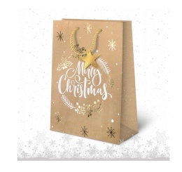 TOREBKA OZDOBNA ŚWIĄTECZNA BOŻE NARODZENIE LUKSUSOWA ZŁOCONA KRAFT TG415BN , DELTA GRAPHIX