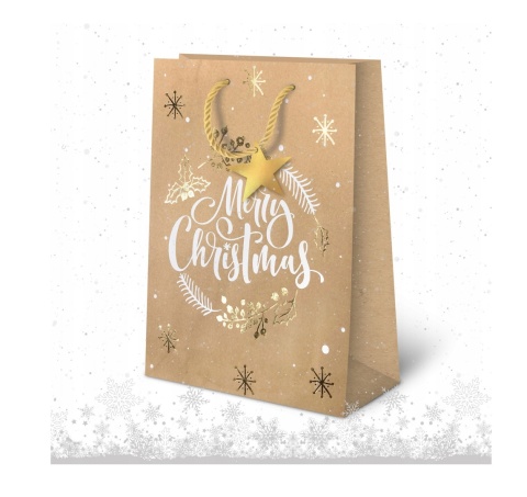 TOREBKA OZDOBNA ŚWIĄTECZNA BOŻE NARODZENIE LUKSUSOWA ZŁOCONA KRAFT TG415BN , DELTA GRAPHIX