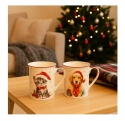 ZESTAW 2 SZTUK KUBKÓW PORCELANOWYCH ŚWIĄTECZNYCH DO KAWY 350 ML KOT PIES , LIVELLO