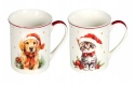 ZESTAW 2 SZTUK KUBKÓW PORCELANOWYCH ŚWIĄTECZNYCH DO KAWY 350 ML KOT PIES , LIVELLO