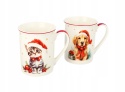 ZESTAW 2 SZTUK KUBKÓW PORCELANOWYCH ŚWIĄTECZNYCH DO KAWY 350 ML KOT PIES , LIVELLO
