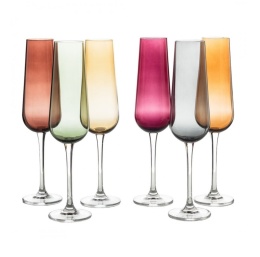 KIELISZKI DO SZAMPANA 220 ml SMOKEY MIX KOLOR 6 szt , ARDEA