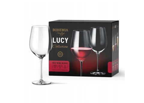 KIELISZKI DO WINA 600 ml PRESTIGE LUCY 6 szt , BOHEMIA