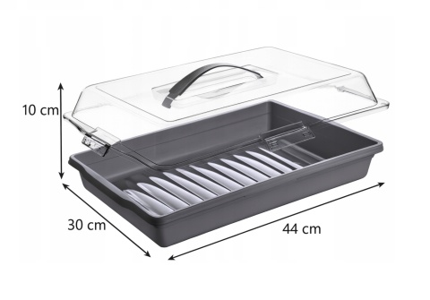 POJEMNIK NA CIASTO ZAMYKANY PROSTOKĄTNY Z RĄCZKĄ 44x30x10 cm , EASYFORM