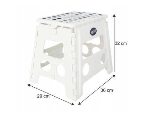 STOŁEK TABORET SKŁADANY PODNÓŻEK ANTYPOŚLIZGOWY BIAŁY 32 cm 150 kg A904028 , EASYFORM