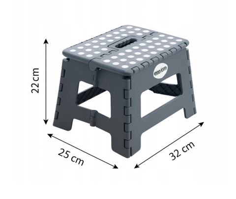 STOŁEK TABORET SKŁADANY PODNÓŻEK ANTYPOŚLIZGOWY SZARY 22 cm 150 kg A904028 , EASYFORM