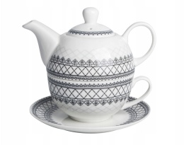 ZESTAW DZBANEK IMBRYK 400 ml Z FILIŻANKĄ 250 ml I SPODKIEM ORNAMENT CR5-106 , LIVELLO