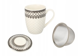 ZESTAW KUBEK Z ZAPARZACZEM ORNAMENT 350 ml ORAZ POKRYWKĄ CR3-106 , LIVELLO