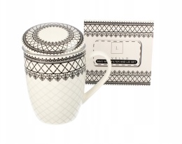 ZESTAW KUBEK Z ZAPARZACZEM ORNAMENT 350 ml ORAZ POKRYWKĄ CR3-106 , LIVELLO